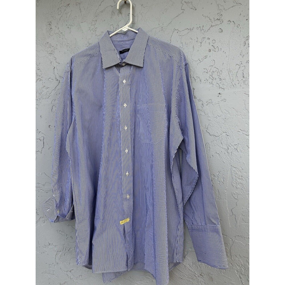 Burberry London Men's 18-38 Blue Stripe Cotton Long Sleeve Button Down Shirt - Picture 5 of 16